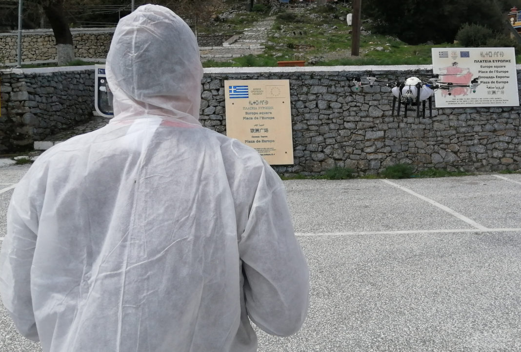 Απολύμανση με drone στο δήμο Οροπεδίου Λασιθίου