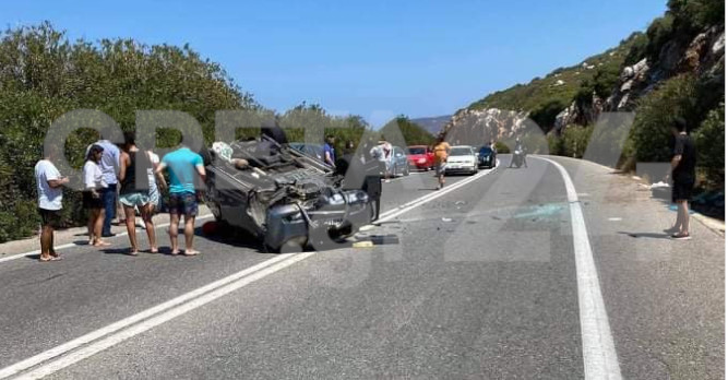 Εικόνα από το νέο τροχαίο στον ΒΟΑΚ – Στο νοσοκομείο νεαρό ζευγάρι