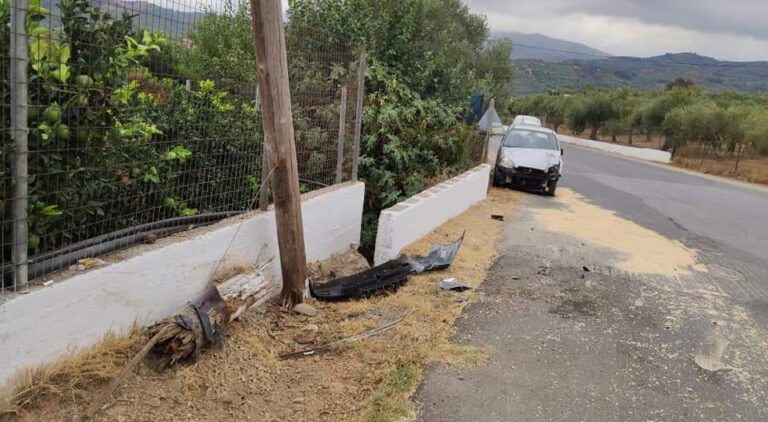 Νέο τροχαίο στην Κρήτη: Αυτοκίνητο «καρφώθηκε» στύλο της ΔΕΗ (εικόνες)