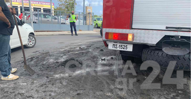 Ηράκλειο: Κυκλοφοριακό κομφούζιο μετά από λύματα που έπεσαν στον δρόμο (εικόνες)