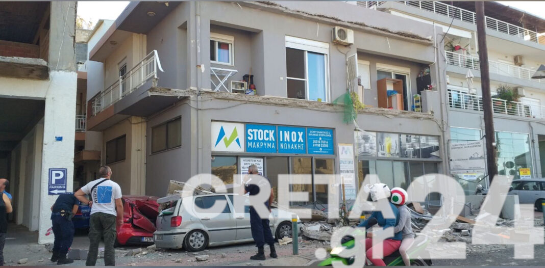 Κρήτη: Κατέρρευσε μπαλκόνι πάνω σε αυτοκίνητο (εικόνες)