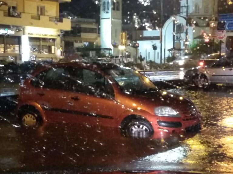 Ηράκλειο: Προβλήματα από την έντονη βροχόπτωση – Πλημμυρισμένοι δρόμοι, περιοχές χωρίς ρεύμα (εικόνες)