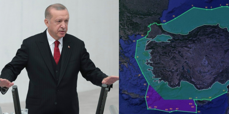 Νέα πρόκληση της Τουρκίας: Υπουργός του Ερντογάν παρουσιάζει χάρτη με το… μισό Αιγαίο δικό της -Η απάντηση της Αθήνας