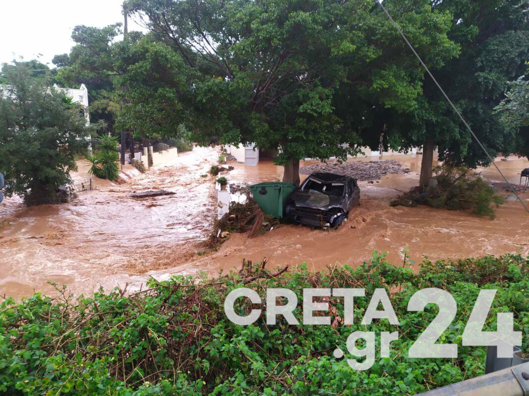 Ηράκλειο: Εικόνες βιβλικής καταστροφής από την κακοκαιρία – Σπίτια πλημμύρισαν, επί ποδός η πυροσβεστική