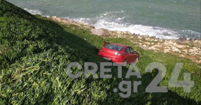 Ηράκλειο: Αυτοκίνητο έπεσε στα βράχια – Απεγκλωβίστηκε ο οδηγός(εικόνα)