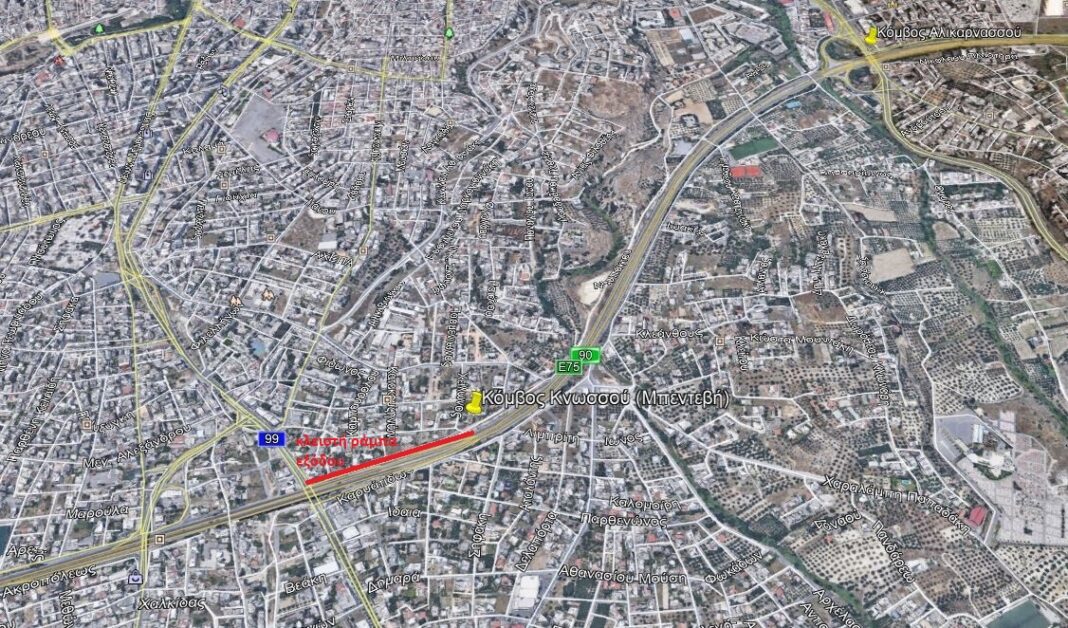 Διακοπή κυκλοφορίας στην έξοδο από ΒΟΑΚ προς Λ. Κνωσού για συντήρηση οδικού δικτύου