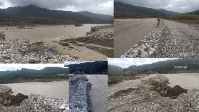 Σοκαριστικές εικόνες από την κακοκαιρία – Κατέρρευσε αντιπλημμυρικό έργο που μόλις είχε παραδοθεί