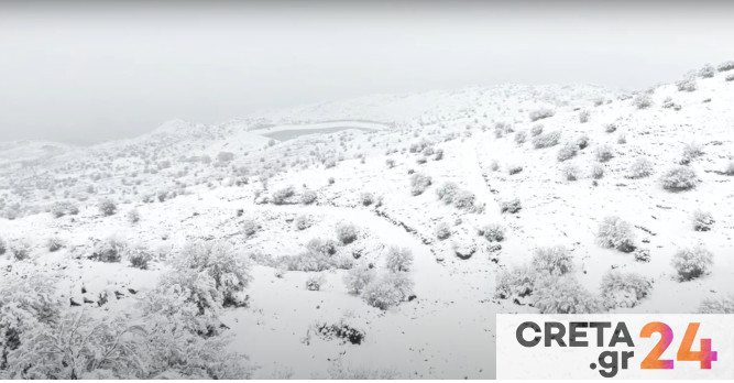 Κρήτη: Το λευκό τοπίο από ψηλά (βίντεο)