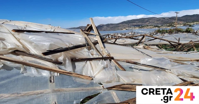 Κρήτη: Τεράστιες καταστροφές σε θερμοκήπια από τη μανία της «Μήδειας» (εικόνες)