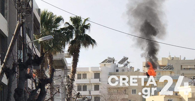 Ηράκλειο: «Συναγερμός» για φωτιά σε πολυκατοικία (εικόνες)