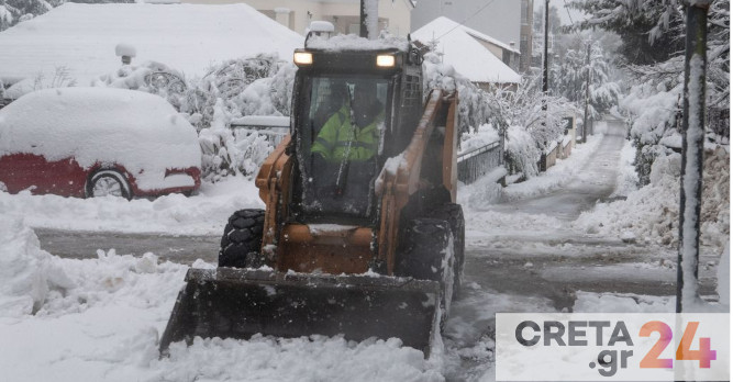 Κλειστοί δρόμοι και σήμερα στην Κρήτη λόγω του χιονιά