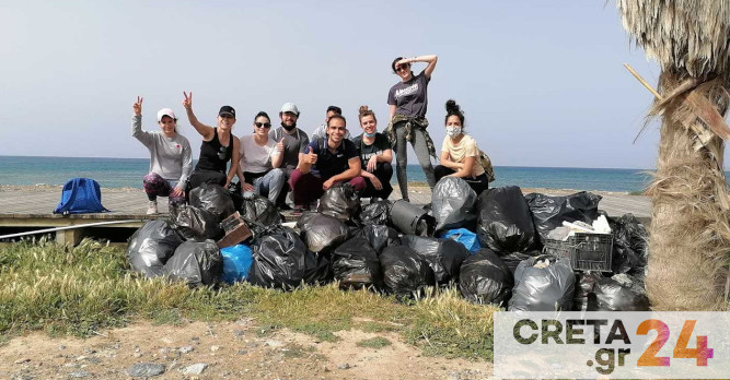 Hράκλειο: Εθελοντές καθάρισαν την παραλία