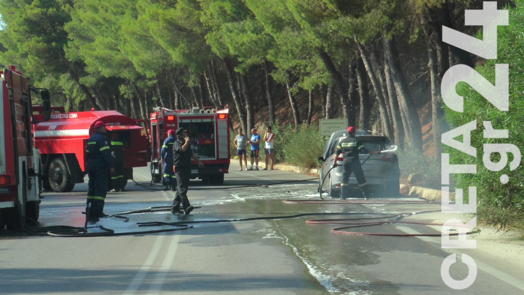 Κρήτη: Η φωτιά στο αυτοκίνητο κινητοποίησε την Πυροσβεστική (εικόνες)