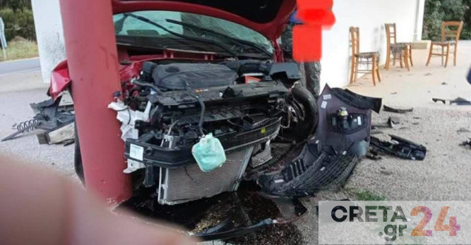 Κρήτη: Εικόνες από το τροχαίο – Το αυτοκίνητο του 28χρονου «καρφώθηκε» στην εκκλησία