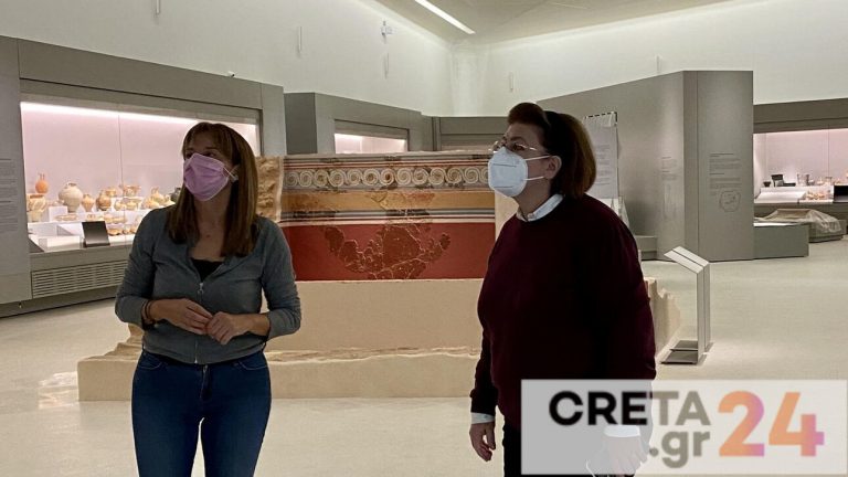 Η Λίνα Μενδώνη στο υπό κατασκευή Αρχαιολογικό Μουσείο των Χανίων