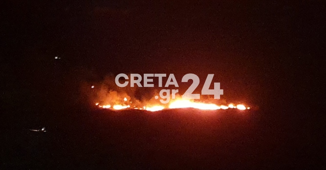 Ηράκλειο: Μέχρι τα ξημερώματα πάλευαν με τις φλόγες οι πυροσβέστες