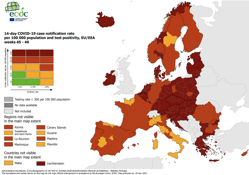Κορωνοϊός – Χάρτης ECDC – Στο βαθύ κόκκινο η Ελλάδα – Η κατάσταση στην Ευρώπη