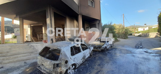 Ηράκλειο: Εμπρησμός πίσω από την φωτιά στα δύο οχήματα – Βρέθηκαν γκαζάκια (εικόνες)