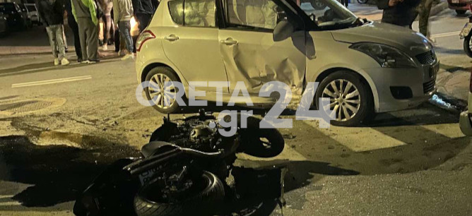 Ηράκλειο: Σύγκρουση μηχανής με αυτοκίνητο – Στο νοσοκομείο ο μοτοσικλετιστής