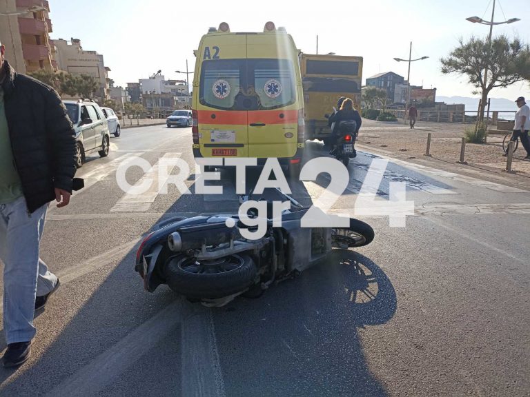 Ηράκλειο: Τροχαίο ατύχημα στην παραλιακή – Στο νοσοκομείο οδηγός μηχανής