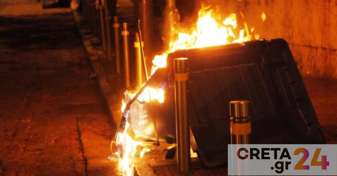 Ηράκλειο: Στις φλόγες κάδοι και αυτοκίνητα – Εμπρησμό δείχνουν τα στοιχεία