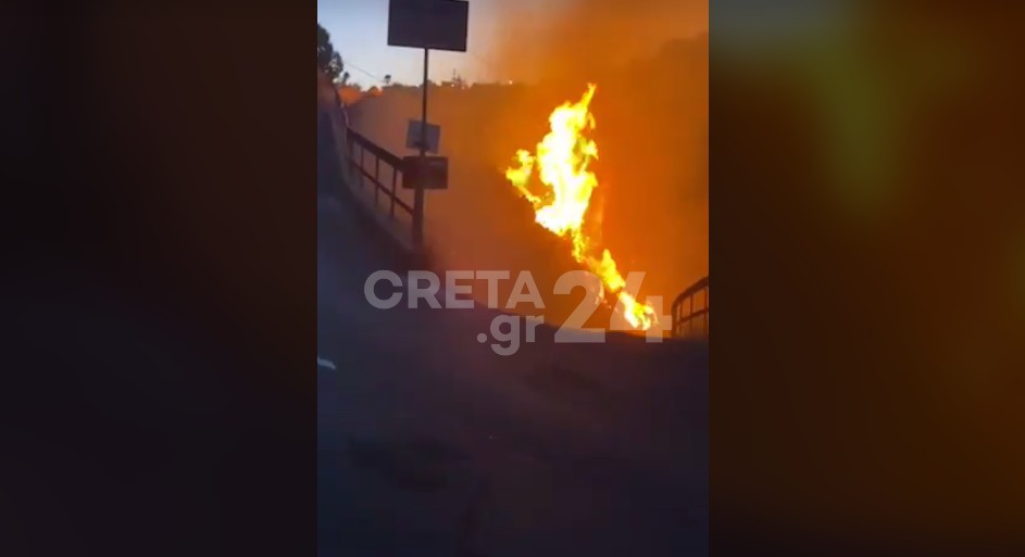 Ηράκλειο: Πυρκαγιά σε όχημα – Στο σημείο η Πυροσβεστική (βίντεο)