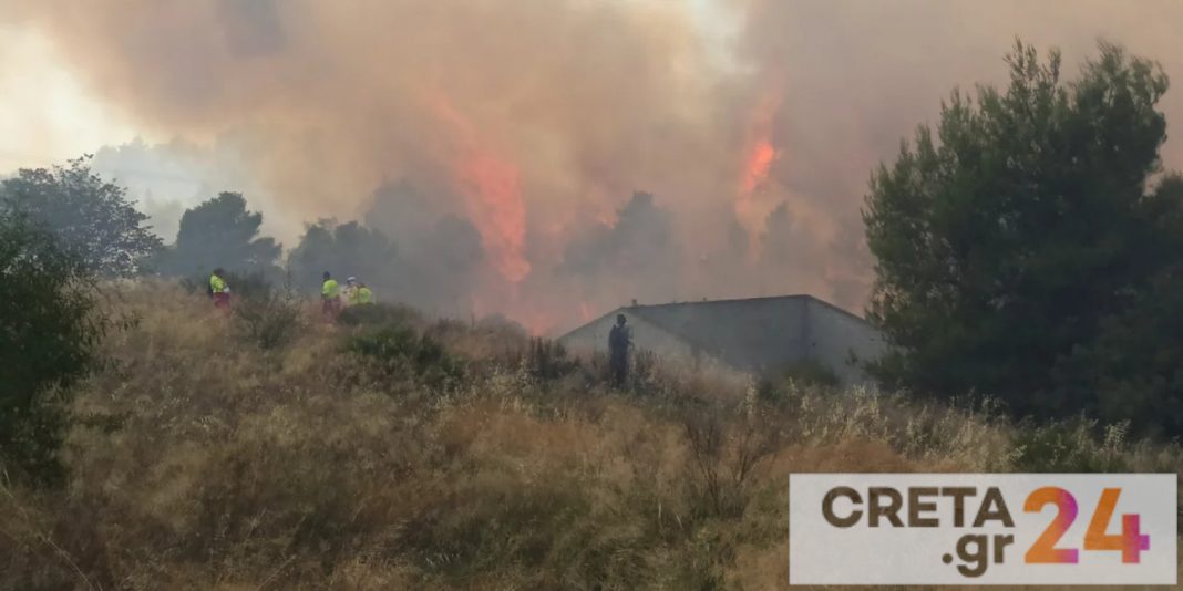 Παίρνει διαστάσεις η φωτιά στα Μέγαρα, απειλούνται σπίτια – Εκκενώθηκε προληπτικά η Ζάχουλη
