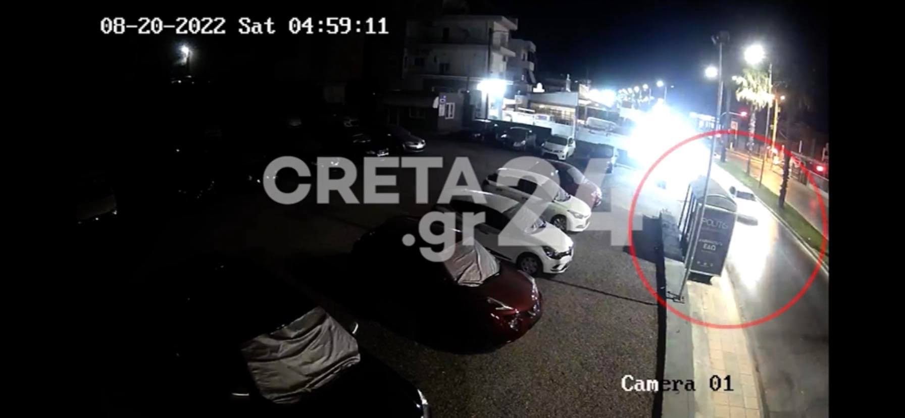 Ηράκλειο: Αυτοκίνητο έπεσε σε στάση λεωφορείου – Απίστευτο βίντεο