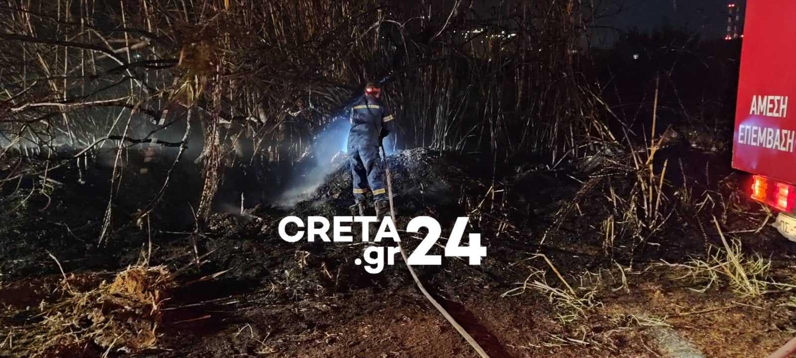 Ηράκλειο: Κατασβέστηκε η φωτιά στις καλαμιές (εικόνες)