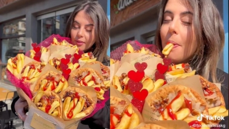 O έρωτας περνάει από το στομάχι: Η «ανθοδέσμη» από πιτόγυρα που έγινε viral