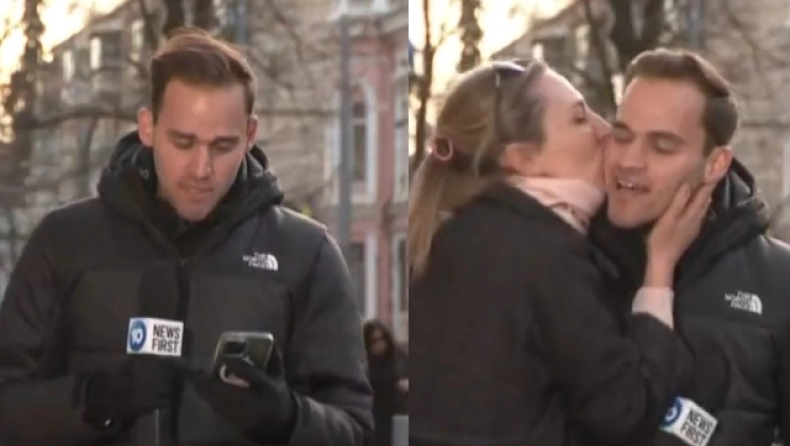 Απεσταλμένος καναλιού στη Μολδαβία δέχτηκε φιλί από μία θαυμάστρια