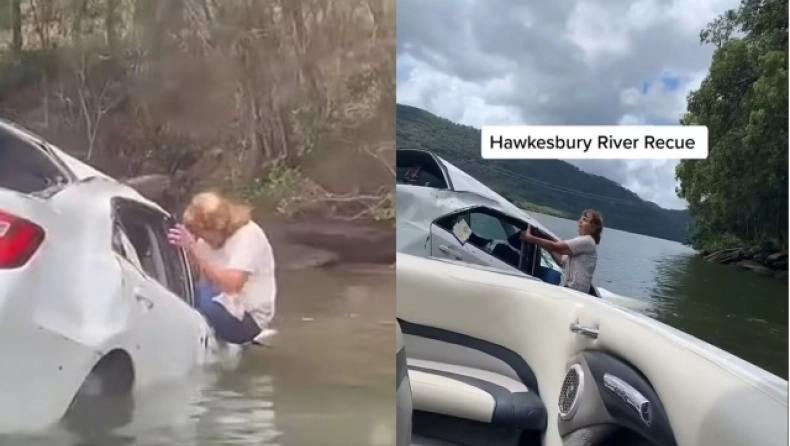 Βαρκάρης έσωσε γυναίκα που εντόπισε να κρατιέται από το αυτοκίνητο στη μέση του ποταμού