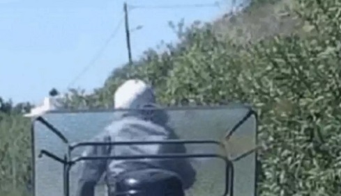 Κρήτη: Απίστευτο βίντεο με οδηγό να μεταφέρει γυάλινο τραπεζάκι με το μηχανάκι του