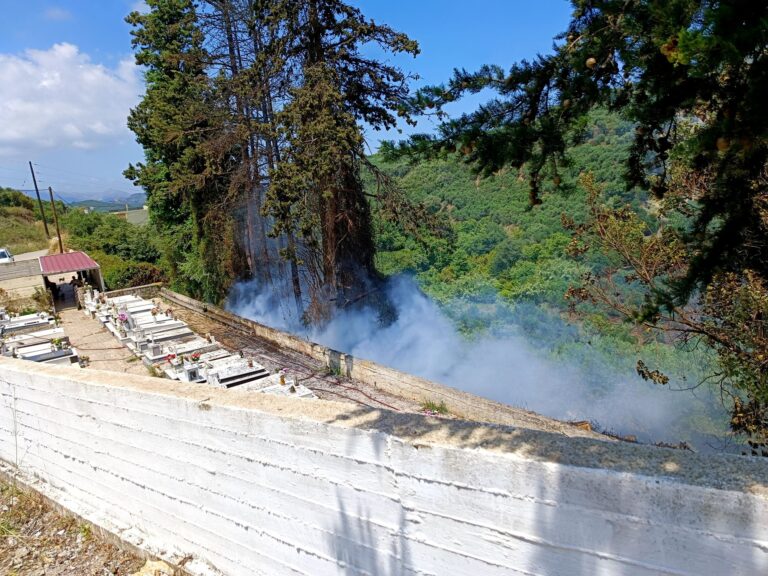 Κρήτη: «Λαμπάδιασαν» τα κυπαρίσσια δίπλα στο νεκροταφείο