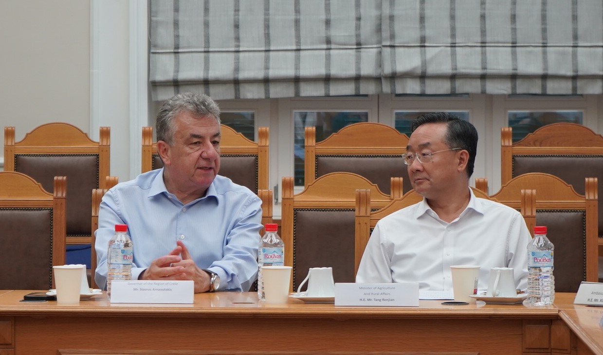 Επίσημη επίσκεψη του Κινέζου Υπουργού Αγροτικής Ανάπτυξης στην Περιφέρεια Κρήτης