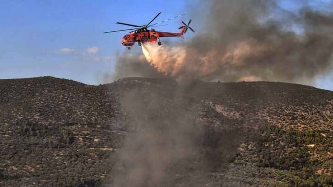 Σε εξέλιξη η πυρκαγιά στη Νάξο – Ενισχύονται οι επίγειες και εναέριες δυνάμεις