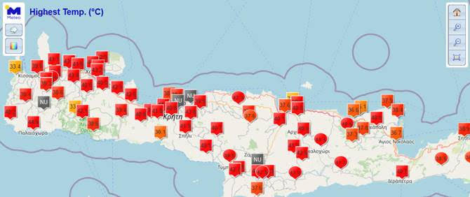 Έφτασε τους 45 βαθμούς η θερμοκρασία στην Κρήτη την Τετάρτη