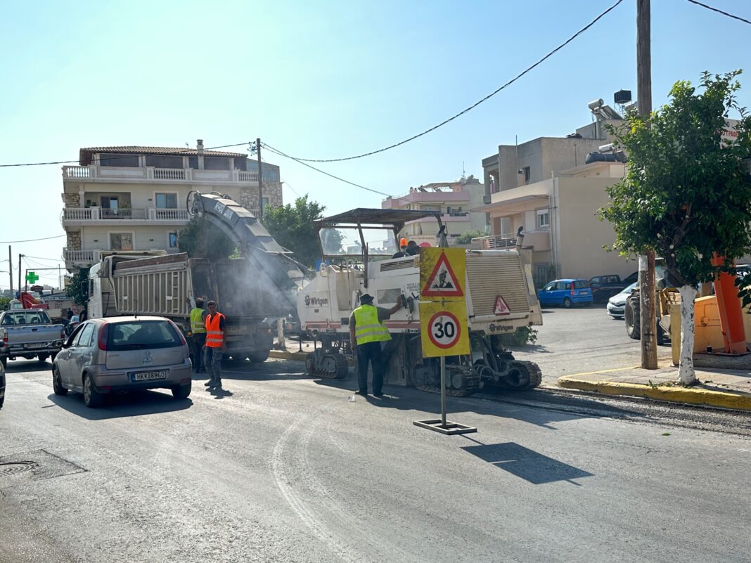 Νέος ασφαλτοτάπητας στην Ελευθερίου Βενιζέλου στο Γάζι