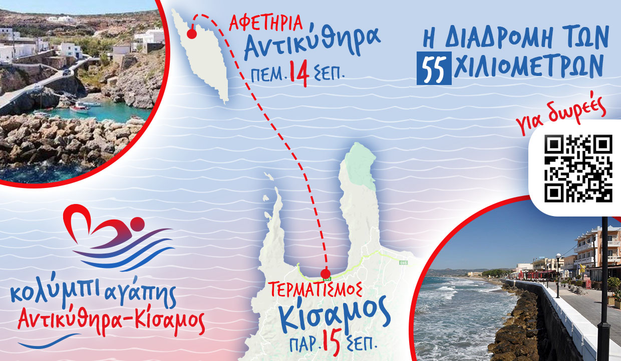 Κολύμπι αγάπης από τα Αντικύθηρα ως την Κίσσαμο – Απόψε ο τερματισμός παρά τις κακές καιρικές συνθήκες