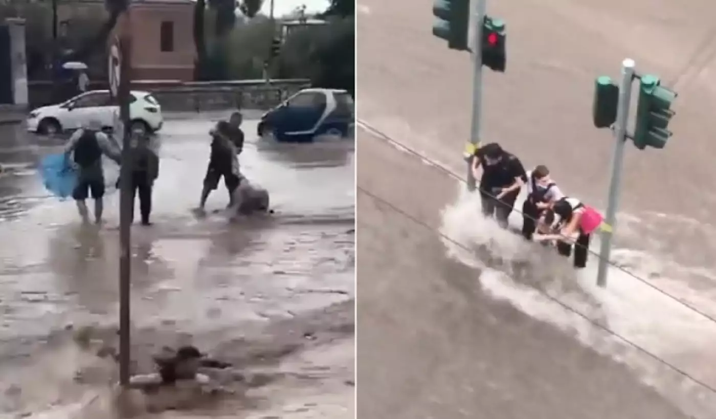 Παραλίγο να πνιγούν στη λεωφόρο Βασιλίσσης Σοφίας δίπλα στον Ευαγγελισμό – Συγκλονιστικές εικόνες