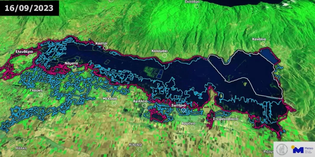 Meteo: Η λίμνη Κάρλα ξεπέρασε την έκταση που είχε το 1962 -Δορυφορικές εικόνες