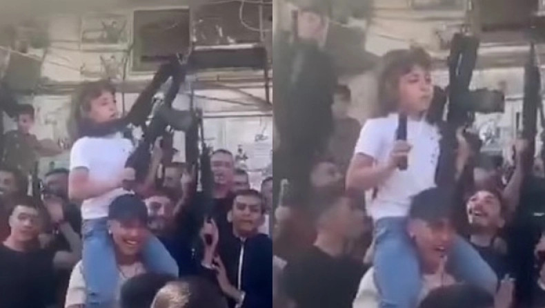 Ισραήλ: Κοριτσάκι κρατάει όπλο και πανηγυρίζει για την εισβολή της Χαμάς στο Ισραήλ