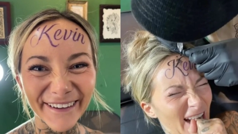 Influencer πήγε και έκανε τατουάζ το όνομα του φίλου της στο μέτωπο: «Είναι αληθινό, δεν είναι φάρσα»