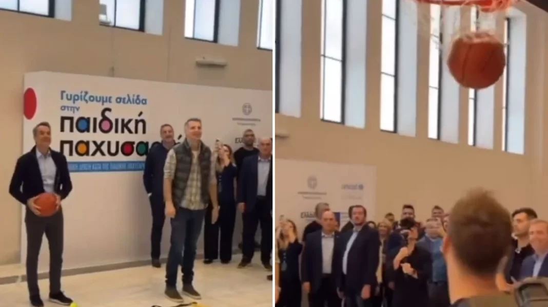Ο Κυριάκος Μητσοτάκης νίκησε τον Θοδωρή Παπαλουκά στις ελεύθερες βολές