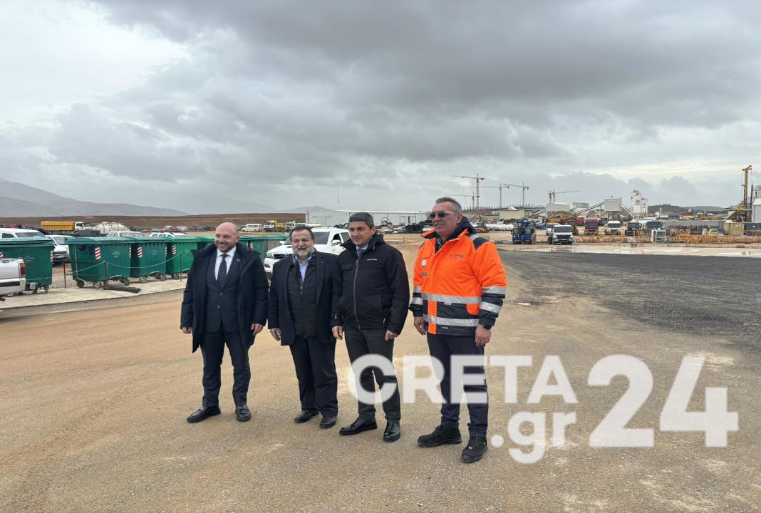 Αυτοψία Αυγενάκη στο εργοτάξιο του νέου αεροδρομίου στο Καστέλι - Σε προτεραιότητα η αντιπλημμυρική θωράκιση