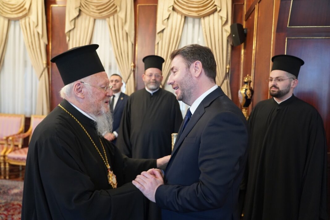 Συνάντηση του Νίκου Ανδρουλάκη με τον Οικουμενικό Πατριάρχη Βαρθολομαίο