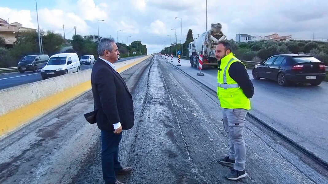 Στις εργασίες αλλαγής του ασφαλτοτάπητα επί του ΒΟΑΚ στο τμήμα Γάζι-Γιόφυρος ο Ν. Σκουλάς