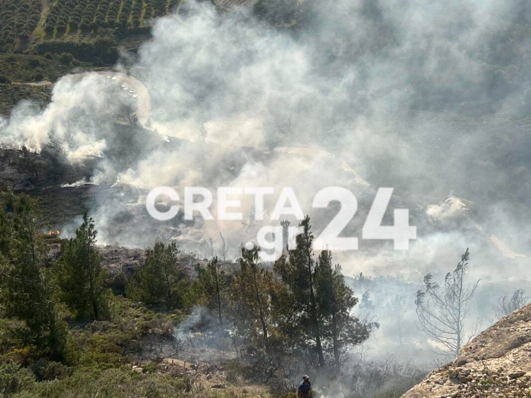 Υπό μερικό έλεγχο η μεγάλη πυρκαγιά στην Ιεράπετρα