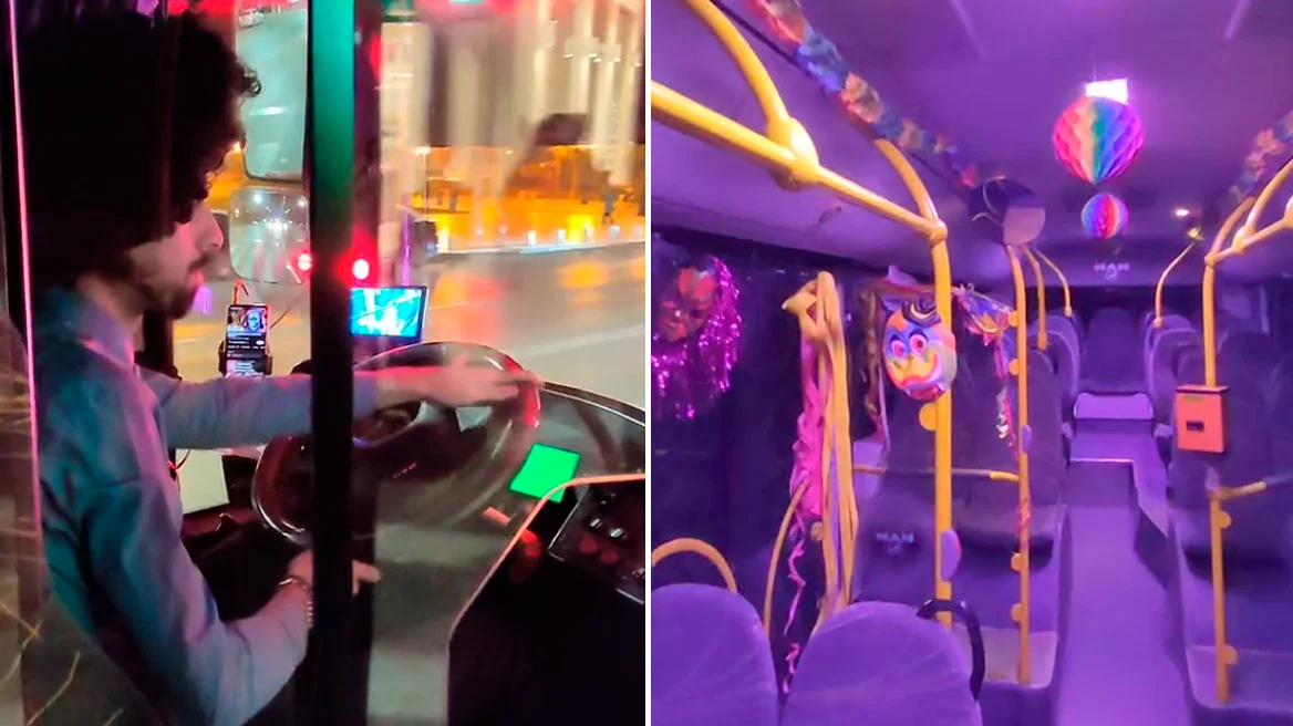 Viral βίντεο: Οδηγός στόλισε με αποκριάτικα το λεωφορείο του