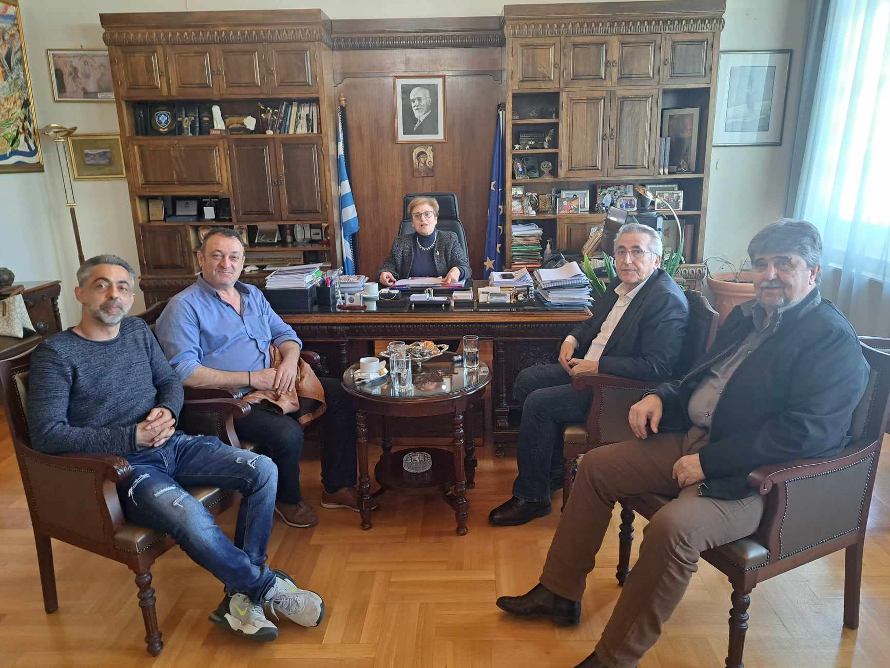 Την Αντιπεριφερειάρχη Ρεθύμνης Μ. Λιονή επισκέφτηκε σήμερα ο Πρόεδρος της ΓΣΕΕ Γιάννης Παναγόπουλος
